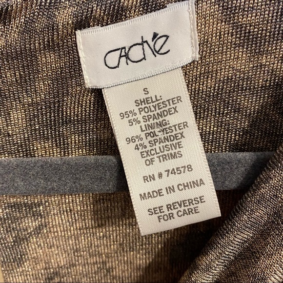 Cache Leopard Ruched Zipper Detail Dress Small Gold Brown Animal Print Stretch - Picture 12 of 12